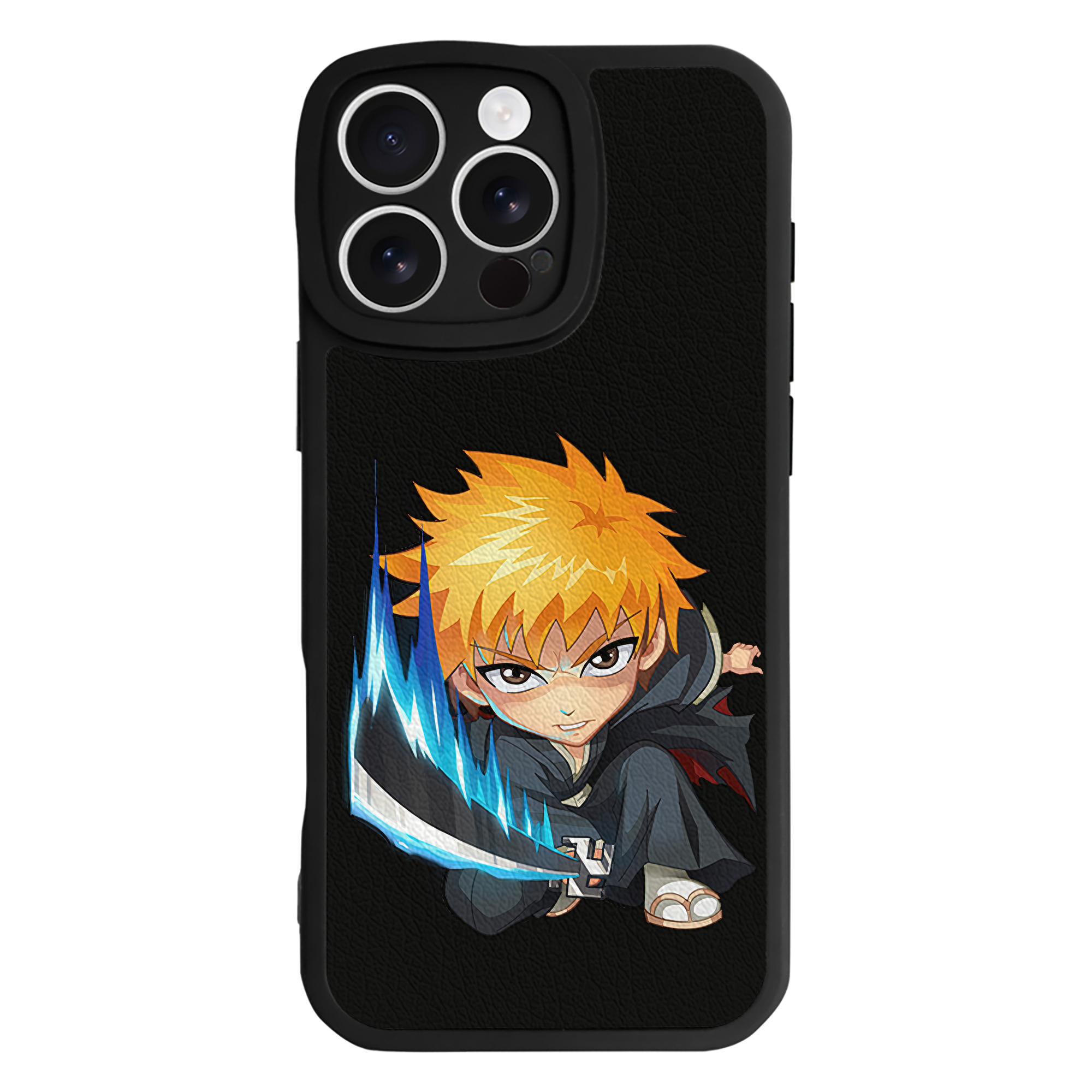 （画像用） ブリーチ 黒崎一護（くろさき いちご）BLEACH Kurosaki Ichigo 【iPhone 16シリーズ対応】シリコンスマホケース（レザー調） 材質：シリコン